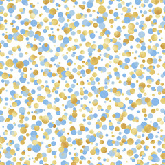 Blue and Gold Confetti Seamless Pattern - Cute blue and gold confetti repeating pattern design