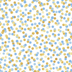 Blue and Gold Confetti Seamless Pattern - Cute blue and gold confetti repeating pattern design