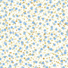Blue and Gold Confetti Seamless Pattern - Cute blue and gold confetti repeating pattern design