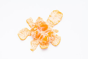 Naklejka na ściany i meble Peeled tangerine or mandarin orange isolated on white background