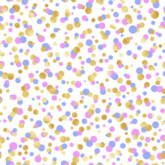 Pastel and Gold Confetti Seamless Pattern - Cute pastel and gold confetti repeating pattern design