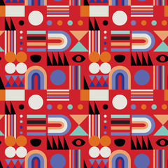 Geometric abstract seamless pattern with shapes of various form