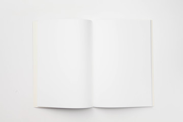 Top view of blank notebook on white background