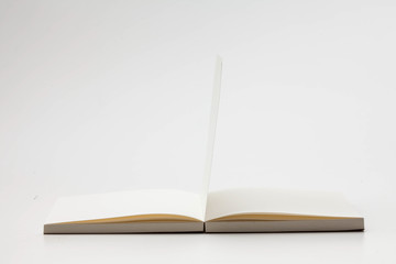 Open book pages on white background 