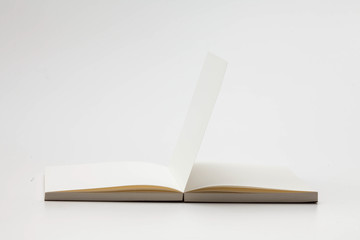 Open book pages on white background 