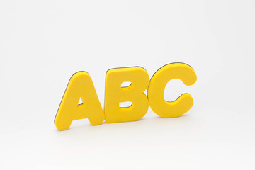 Letter yellow color A B C isolated