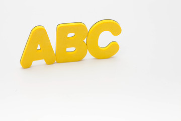 Letter yellow color A B C isolated