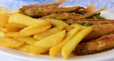gebratener fisch mit pommes