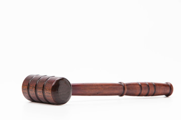 Wooden gavel on white background