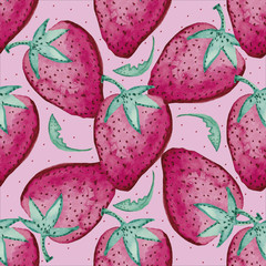 STRAWBERRIES SEAMLESS PATTERN REPEAT TILE