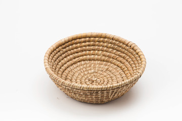 Vintage weave wicker basket isolated on white background