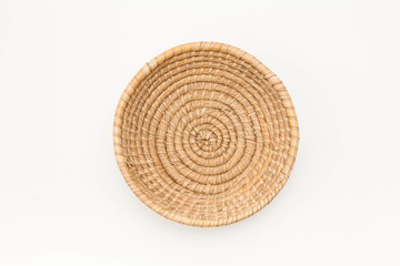 Fototapeta na wymiar Vintage weave wicker basket isolated on white background