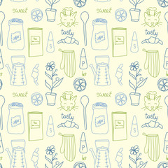 Kitchen pattern seamless hand drawn design