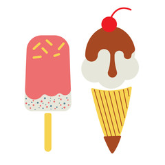Ice cream flat illustration on white