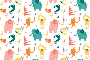 Animal pattern flat illustration seamless design