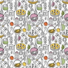 Kitchen pattern flat illustration seamless design