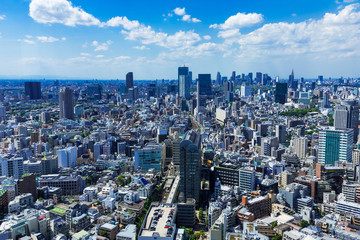 (東京都-都市風景)高層ビルラウンジから望む新宿･渋谷方面への風景２