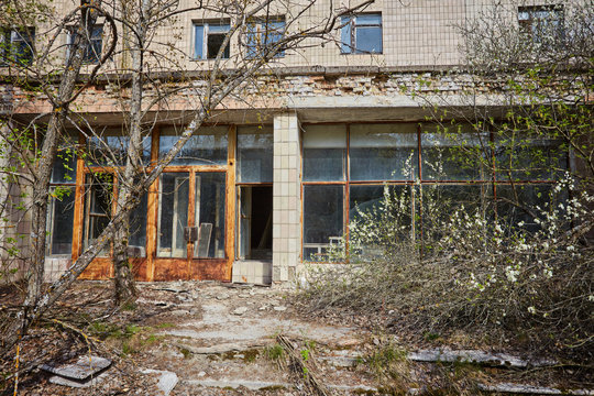 Abandoned Hospital In The City Of Pripyat, Ukraine. Consequences Of A Nuclear Explosion At The Chernobyl Nuclear Power Plant