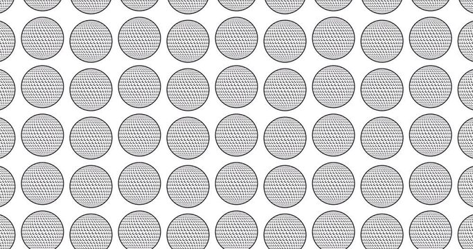 Golf balls background video clip  motion backdrop video in a seamless repeating loop. Black & white sports golfing themed golf ball icon pattern background high definition motion video