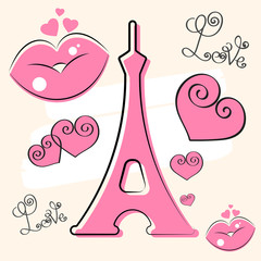 Paris Hand Drawn Vector Lettering And Eiffer Tower. Design Element For Cards, Banners, Flyers, Paris Lettering Isolated On White Background.
