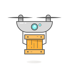 Drone Delivery Concept. Copter Or Quadcopter Service, Order, Worldwide Shipping. Modern Design Vector