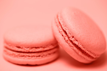 Macaroons cake, sweet macarons bright colored on paper background colored 