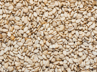 Background top view of sesame seeds 