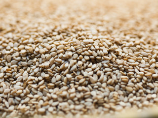 Close up of sesame seeds on background