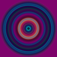 Colorful abstract bright circle , radial striped texture in purple and blue tones on magenta background. Round pattern