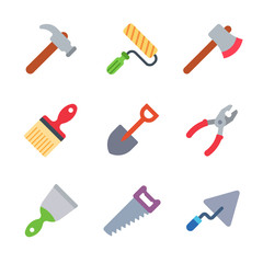 Instruments and tools colored trendy icon pack 2. Vector
