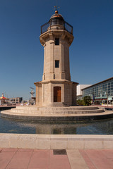 lighthouse in the port of the city of castellon de la plana in the province of castellon, valencian community, spain