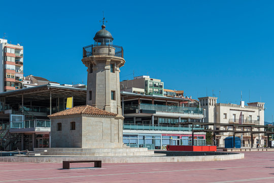 Lighthouse In The Port Of The City Of Castellon De La Plana In The Province Of Castellon, Valencian Community, Spain