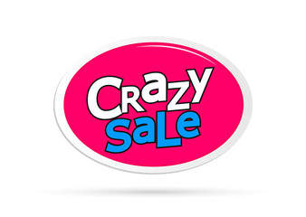 Crazy Sale, offer tag, discount banner design template, vector illustration
