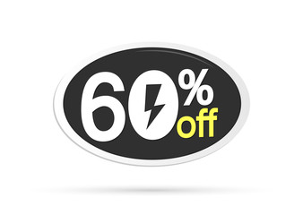 Flash Sale, banner design template, discount tag, 60% off, vector illustration