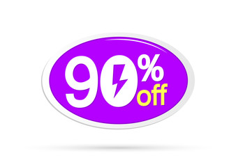 Flash Sale, banner design template, discount tag, 90% off, vector illustration