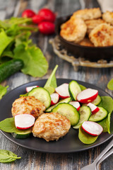 Meat cutlets and vegetables