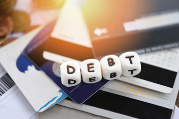 Debt credit card / Increased liabilities from exemption debt consolidation concept of financial...