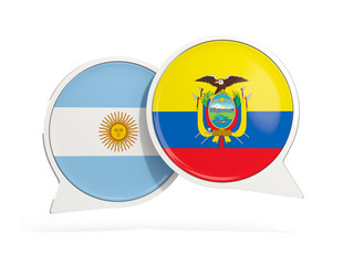 Flags of Argentina and ecuador inside chat bubbles