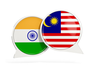 Flags of India and malaysia inside chat bubbles