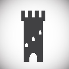 Castle icon on background for graphic and web design. Simple illustration. Internet concept symbol for website button or mobile app.