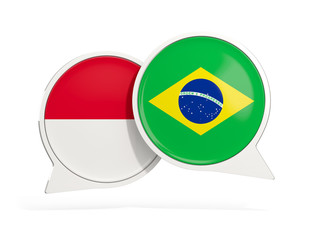 Flags of Indonesia and brazil inside chat bubbles