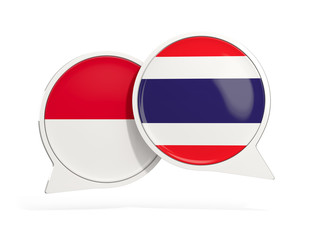 Flags of Indonesia and thailand inside chat bubbles