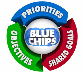 Blue Chips Top Priority Company Goal Arrows Cycle 3d Illustration
