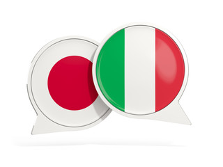Flags of Japan and italy inside chat bubbles