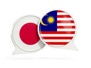 Flags of Japan and malaysia inside chat bubbles