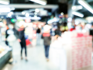 Blur background with bokeh of Supermarket store