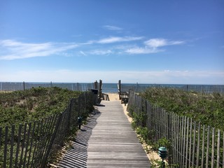 A boardwalk footpath to the beach at Montauk, Long Island, NY. © Joe Trentacosti