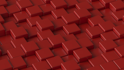 Red blocks. Art concept. 3D rendering.
