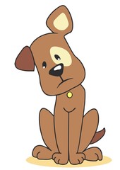 Sad brown dog, vector illustration. Color picture of regret puppy.