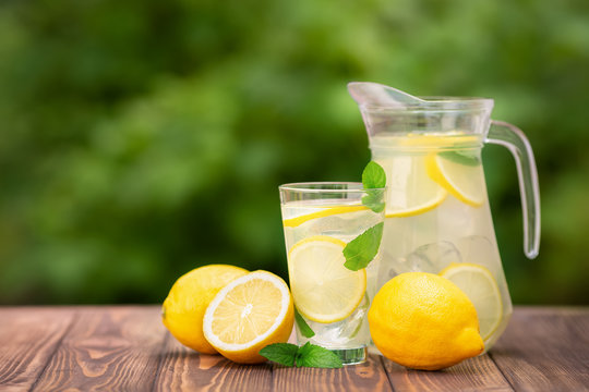 lemonade in glass and jug